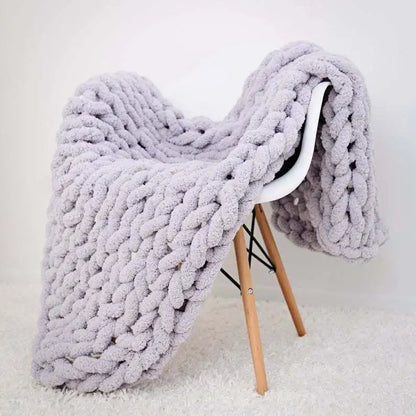 Hand Chunky Knitted Blanket Thick Yarn Merino Wool Bulky Knitting Throw Blankets Throw Carpets Soft Warm Winter Home Sofa Bed
