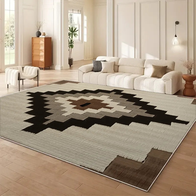 Moroccan Geometry Large Area Rug - Wabi Sabi Style Living Room Sofa Floor Mat Anti-Slip Easy Cleaning And Maintenance Home Use