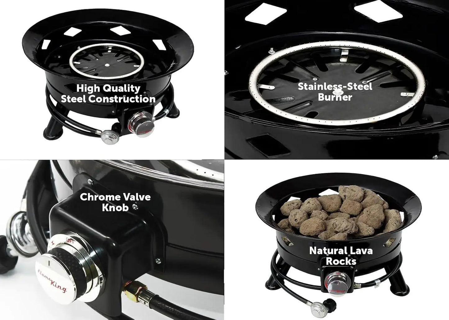 Portable 24-inch Propane Fire Pit for RV, Camping & Outdoor Living, Smokeless with Self Igniter, Cover & Carry Straps