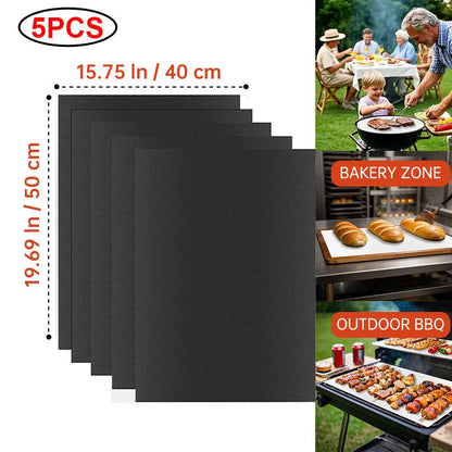 BBQ Grill Mat Non-stick Reusable Heat Resistant Extra Thick Pad Oven Liners Baking Mats Easy Clean Kitchen Outdoor Barbecue Tool