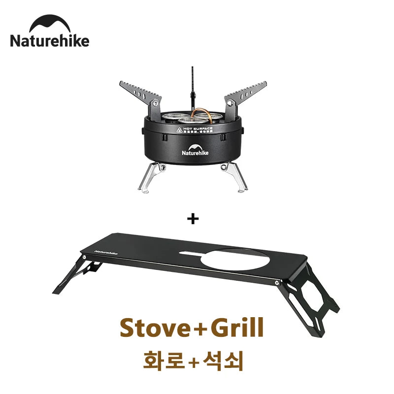 Naturehike IGT Burner Camping Outdoor Portable Gas Stove Kitchen Ultralight IGT Table Grill BBQ Cookware Three-Head Gas Burner