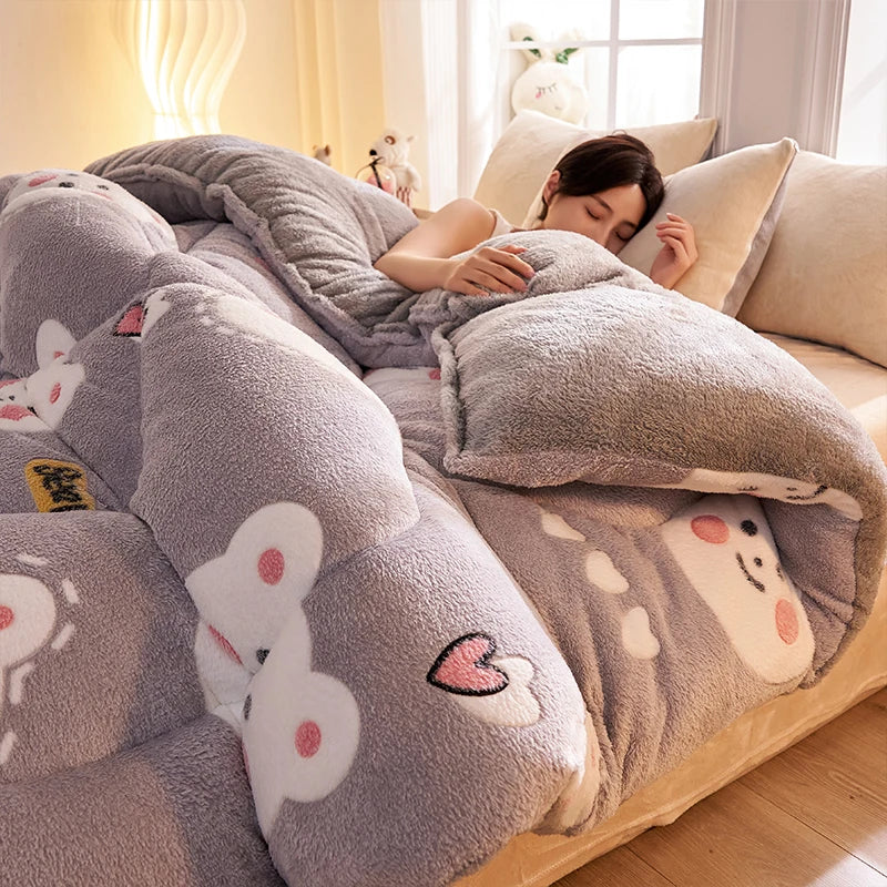 Lamb Fleece Blanket Winter Super Warm Quilt Autumn Spring Bedding Milk Fleece Comforter 5kg Thickened Dormitory Single Double
