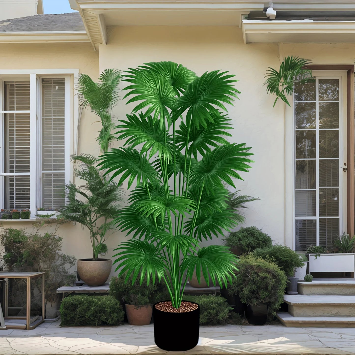 43.30 inches tall artificial palm tree - large fake tropical plant suitable for indoor outdoor decoration without pot