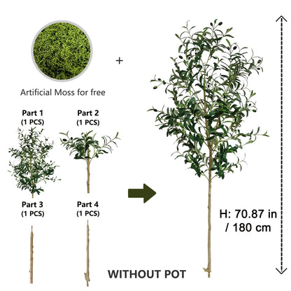 120-180cm Artificial Olive Tree Plant Indoor Outdoor Ornament Fake Plant for Home Garden Balcony Living Room Decoration