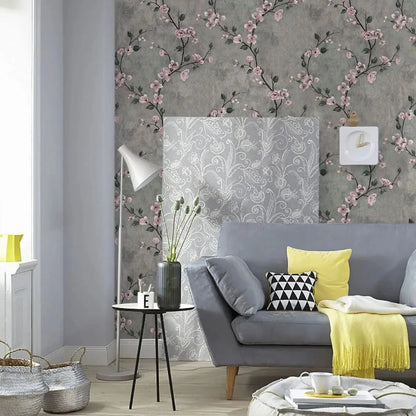 1/3/5/10mFloral Wallpaper Grey Peel and Stick Wallpaper Flower Self Adhesive  Wall Paper Roll Removable Contact Paper Decorative