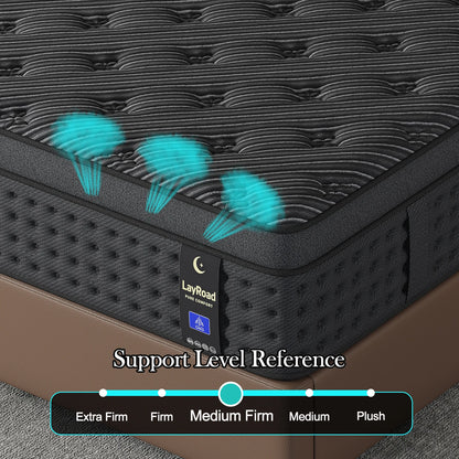 LayRoad 12/14Inch Memory Foam Spring Mattress Single/Double/Queen/King Sizes Boxed Mattress Medium Firmness Pressure Relief