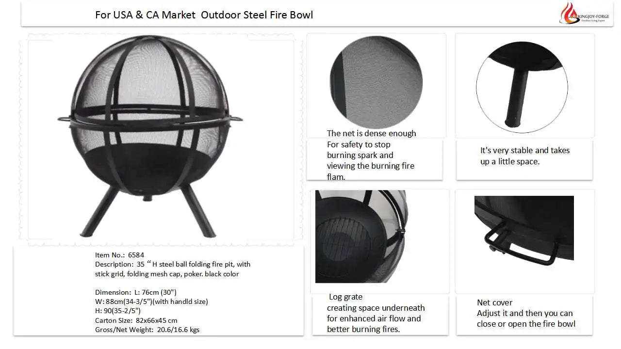 Black Folding 360° Fire Pit, Portable Collapsible Fire Bowl for Outdoor Camping, Patio, Backyard, Bonfire, Heating & BBQ