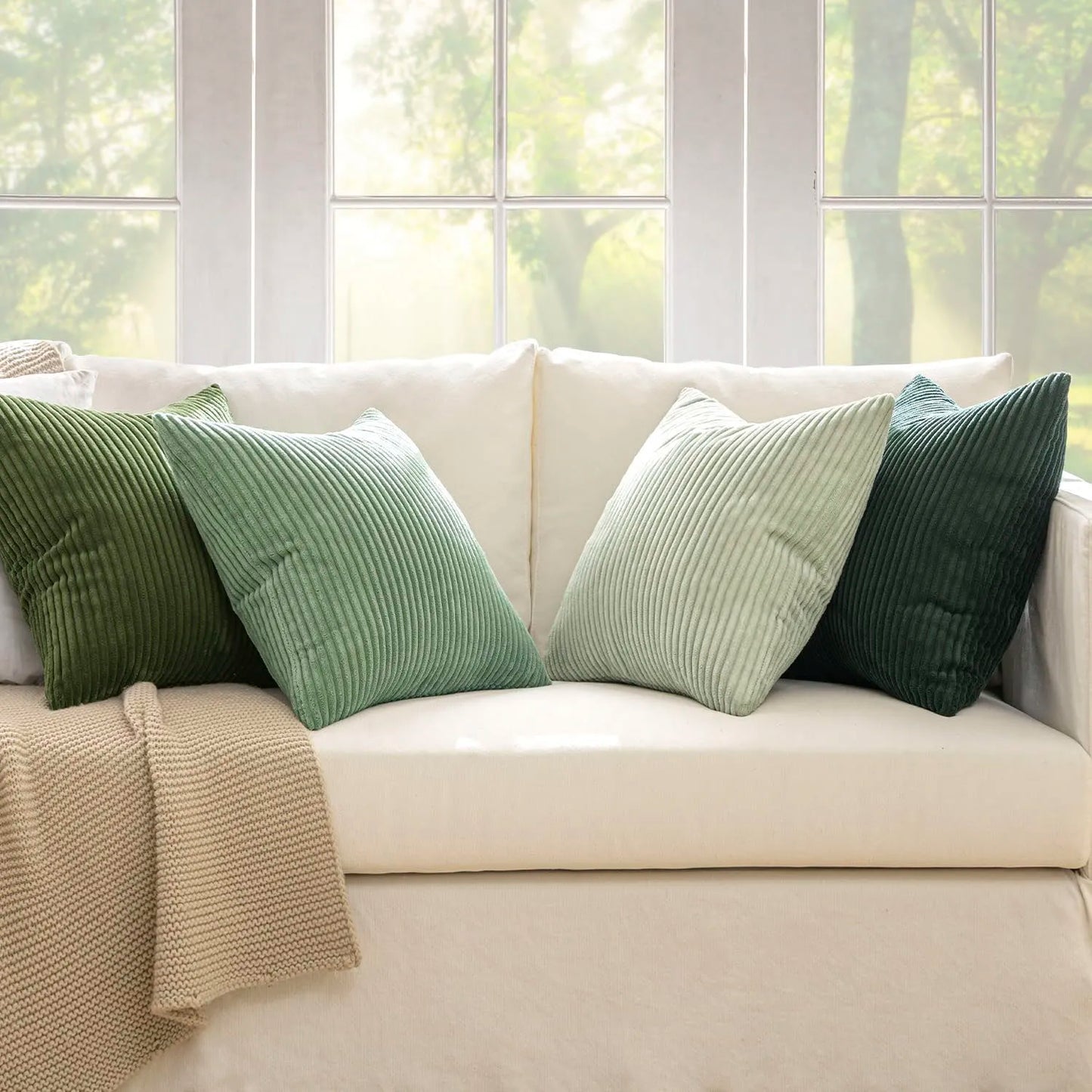 4pcs Boho Farmhouse Throw Pillow Covers Mordern Nordic Cushion Covers Soft Corduroy(pillowcases without inserts)