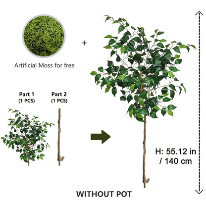 140-210cm Artificial Ficus Plant Banyan Tree Branch Indoor Outdoor Ornament Fake Plant for Home Balcony Living Room Decoration