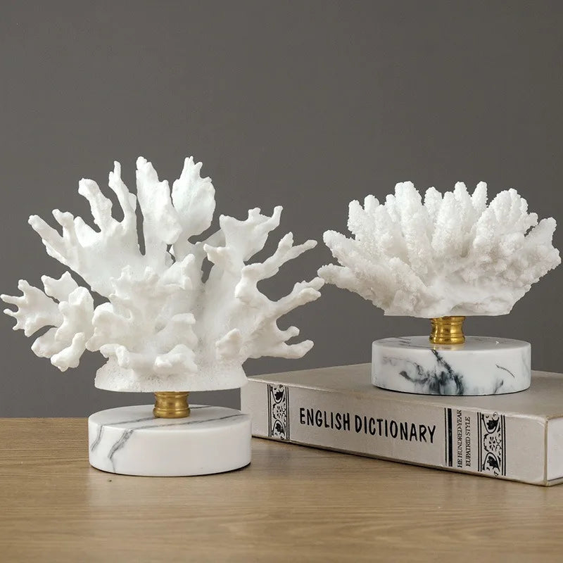 Nordic Style Simulation Coral Resin Decoration, Simple Model Room Living Room TV Cabinet Coffee Table Home Furnishings