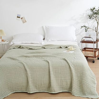 Plain Cotton Blanket Pure Cotton Plain Weave Fabric Waffle Quilt Adult Towel Six-layer Gauze Cover Blanket for All Seasons Sheet
