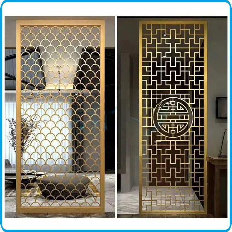 Modern Chinese metal room partition color decoration stainless steel cutting screen partition