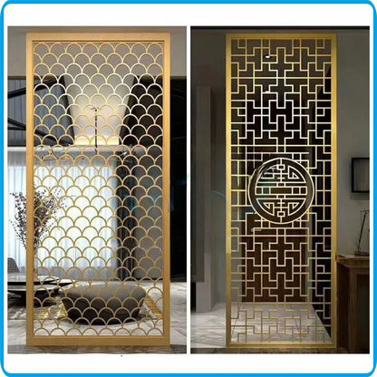 Modern Chinese metal room partition color decoration stainless steel cutting screen partition