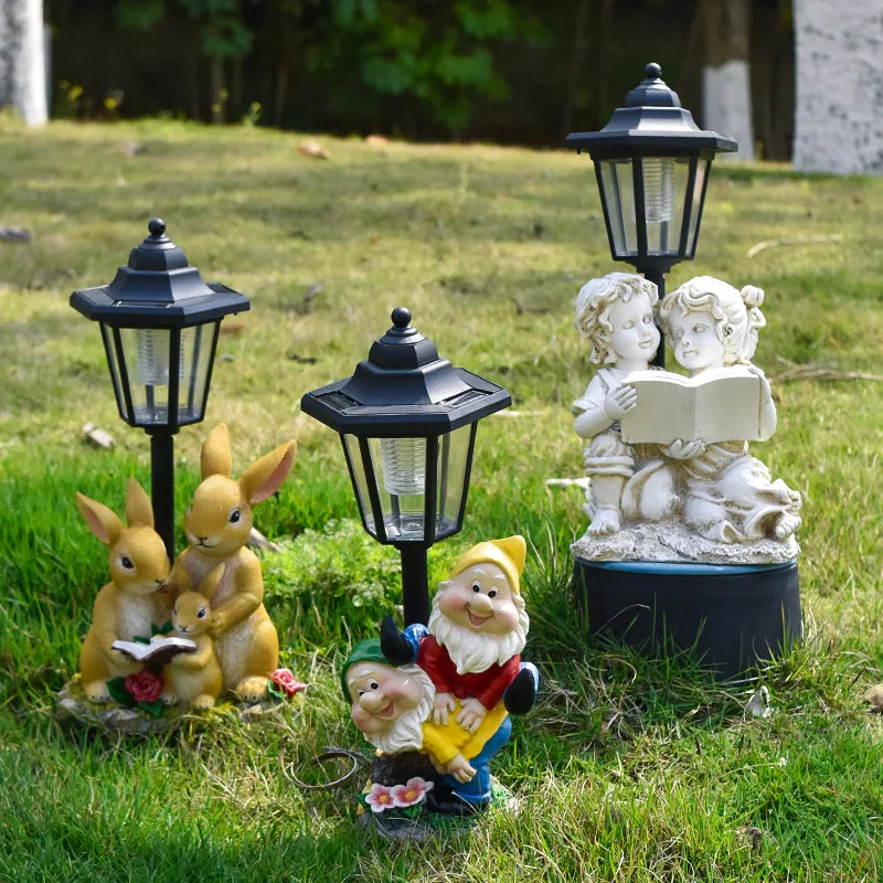 New Garden Solar Light Puppy Ornament Garden Ornament Sculpture Resin Craft Gift