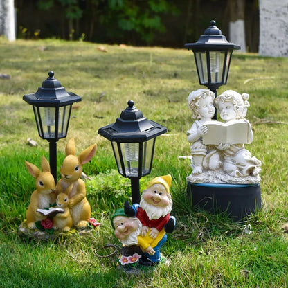 New Garden Solar Light Puppy Ornament Garden Ornament Sculpture Resin Craft Gift