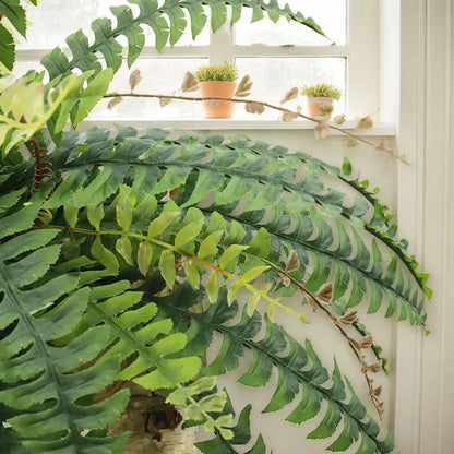 24.4'' Ferns Artificial Bush Plants Large Artificial Boston Ferns with 28 Fronds for Outdoors Garden Indoor Home Wall Decoration