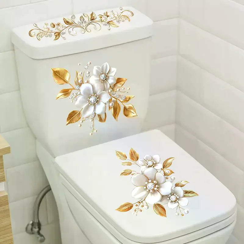 Creative Golden Floral Aesthetic Home Decoration Wallpaper Living Room Modern Art Mural Bedroom Toilet Decal Bathroom Wall Decor