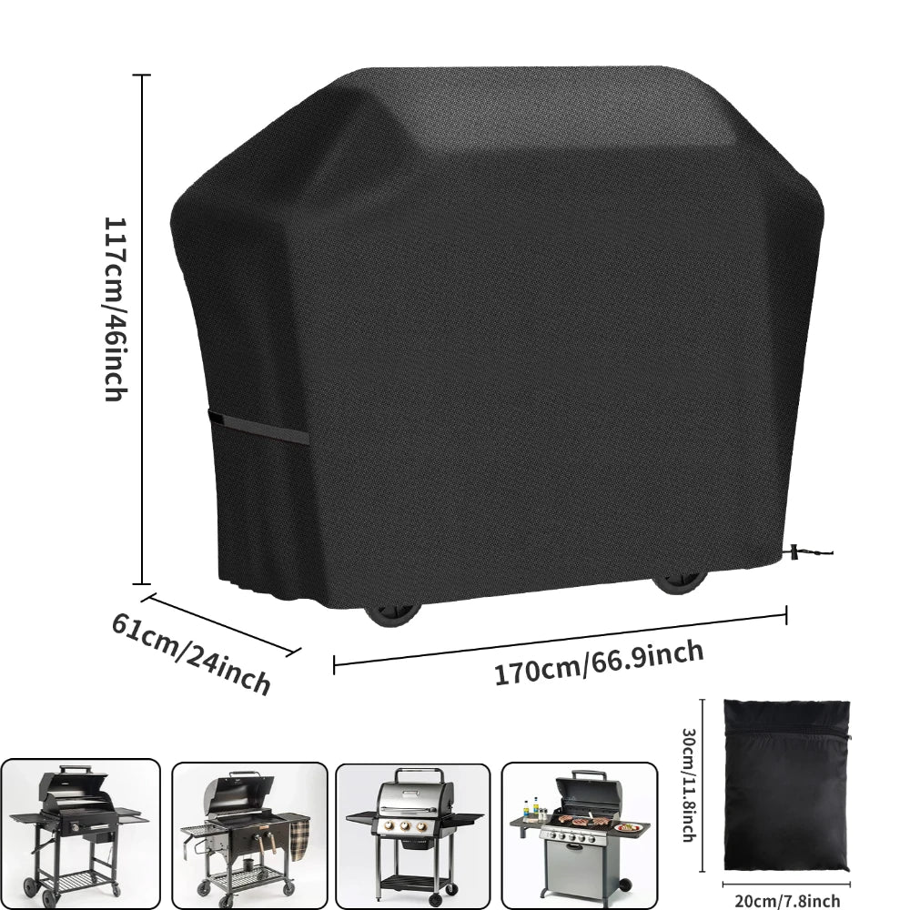Waterproof Grill BBQ Cover Heavy Duty Barbecue Cover Weather UV & Fade Resistant with Adjustable Straps Gas Grill Cover