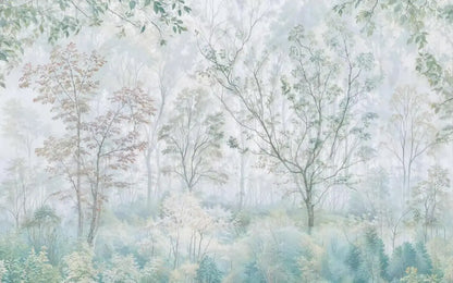 Customized Wallpaper Blue Forest Style Painting Living Room Background Wallpaper Home Decoration Forest Retro 3D Wallpaper