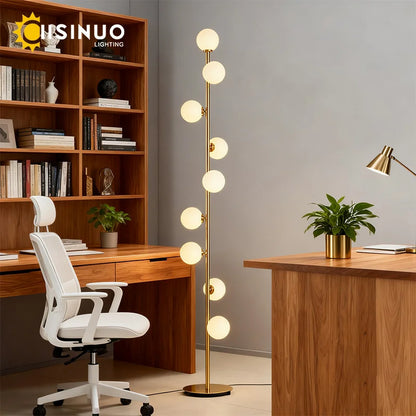 Living room Floor Lamp Magic Beans Glass Round Ball Bedside Standing Light H165cm 9 Heads Lighting Fixture for Home Indoor Decor