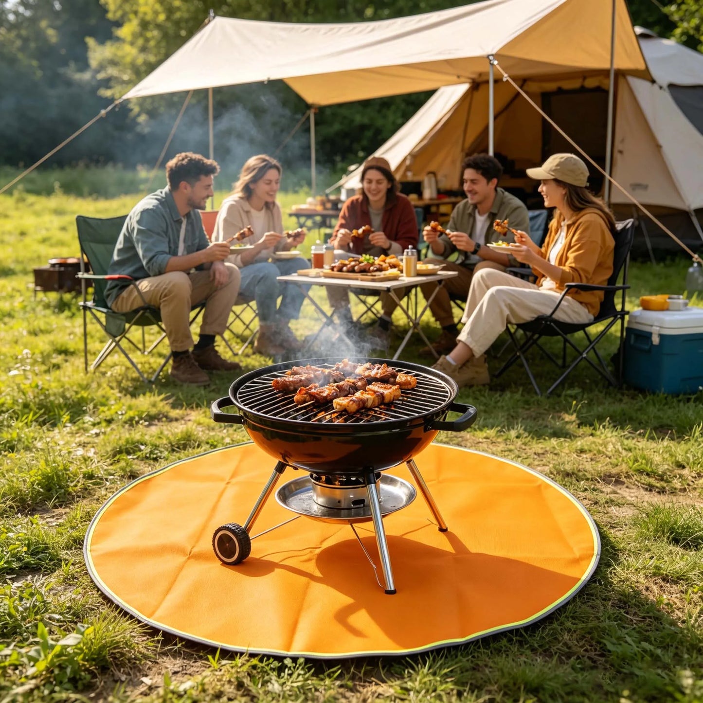 35.4'' Fire Pit Mat for Solo Stove Bonfire, Fireproof Under Grill Mat Deck Patio Protector Pad, Round BBQ Mat for Solo Stove
