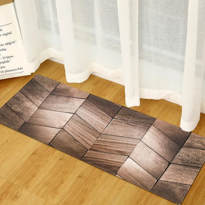 Wood Grain Kitchen Rug Bedroom Entrance Doormat Anti-Slip Living Room Floor Decor Carpet Home Bath Hallway Foot Mat Custom Made
