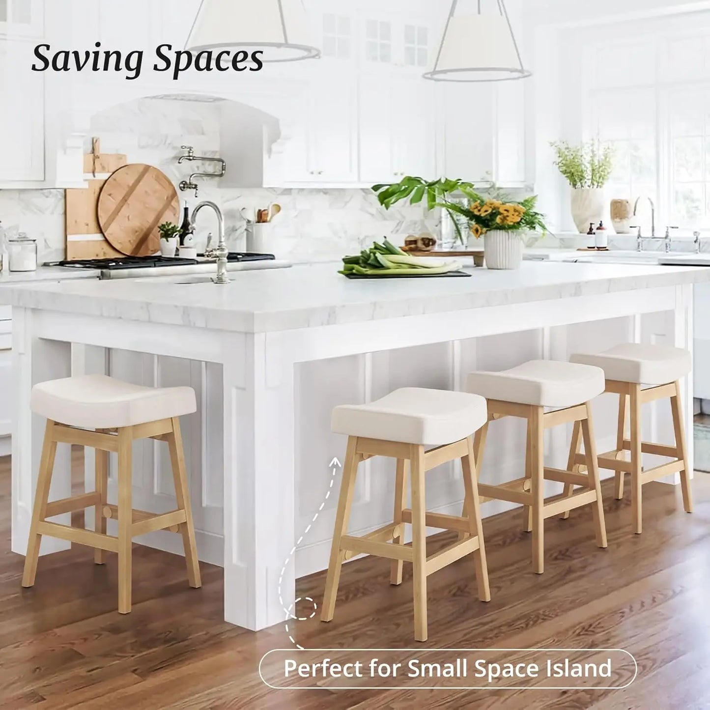 Bar Stools Set of 3, Barstools with Sturdy Wood Legs, Saddle Seat Counter Height Bar Stools for Kitchen Counter,, Customized