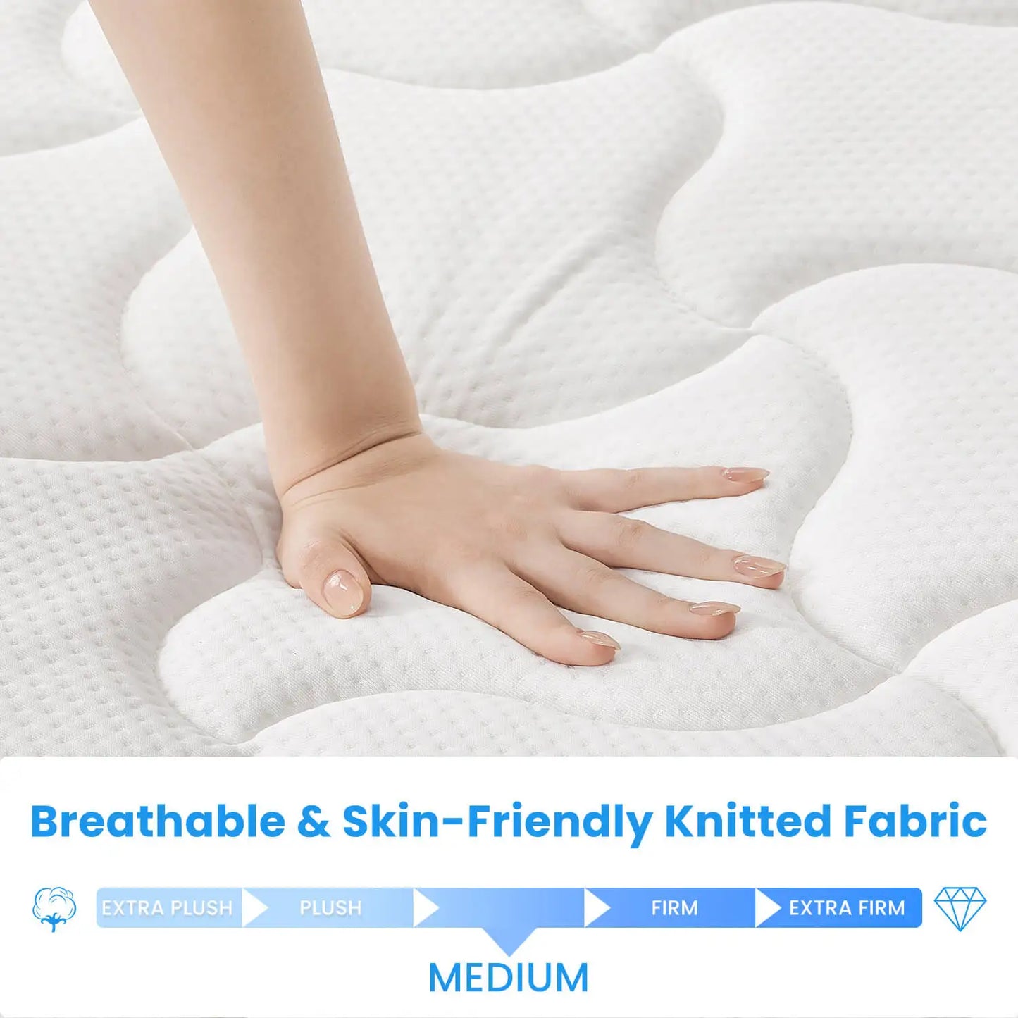 Queen Size Hybrid Mattress, Memory Foam Mattress In A Box for Refresh Sleep & Pressure Relief, Certipur-US Certified Medium Firm