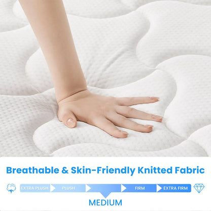 Queen Size Hybrid Mattress, Memory Foam Mattress In A Box for Refresh Sleep & Pressure Relief, Certipur-US Certified Medium Firm