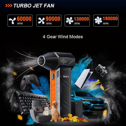 Updated X3Ultra Mini Turbo Fan Jet Electric Duster 4-speed Adjustable 180,000RPM Wind Speed 58m/s Car/PC Cleaning Tools