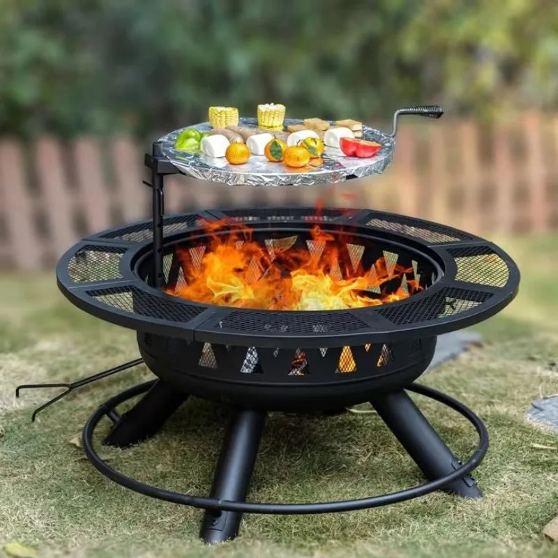 2026 Outdoor Iron Fire Pit With Extra Strong Forged Feet And Vintage Bowl Style Ideal For Garden Fire Celebration