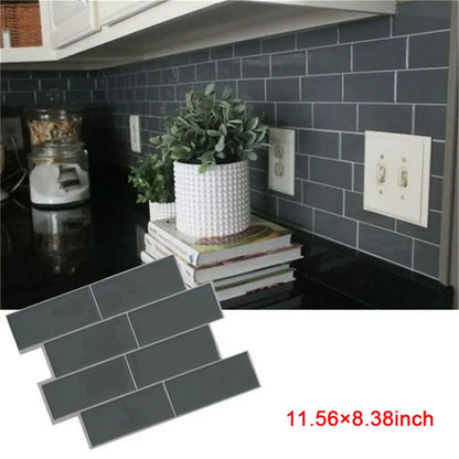 3D Grey Brick Durable DIY Wall Sticker Waterproof Removable Home Decor Grey Brick 3D Wallpaper Kitchen