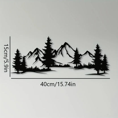 Charming Handmade Rustic Metallic Forest & Mountain Wall Art with Evergreen Tree Design for Kids Room Farmhouse Christmas Gift