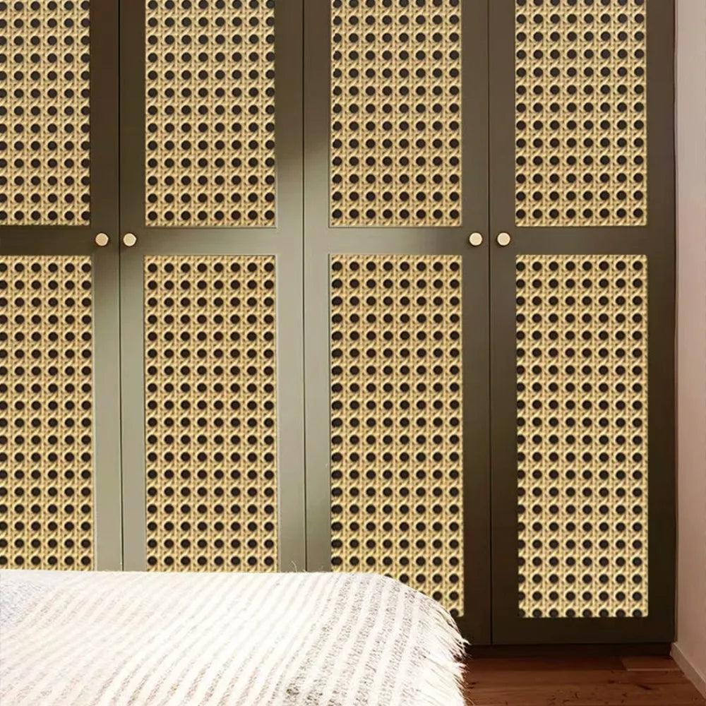 Classic 3D Rattan Wallpaper PVC Waterproof Wall Sticker Self-adhesive Removable Furniture Renovation Sticker