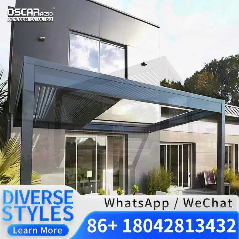 High Quality Electric  Roof for Outdoor Residential Use Aluminum Pavilion Pergola