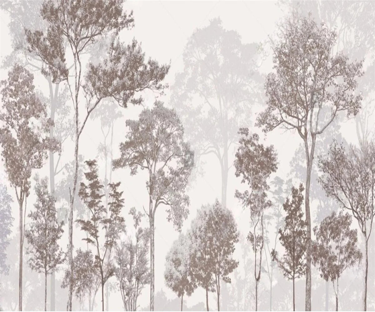 Customized Wallpaper Blue Forest Style Painting Living Room Background Wallpaper Home Decoration Forest Retro 3D Wallpaper