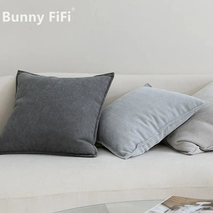 Cozy Solid Chenille Throw Pillow Covers - Nordic Design, 45x45/50x50/60x60/65x65cm, Ideal for Living Room & Bedroom Decor
