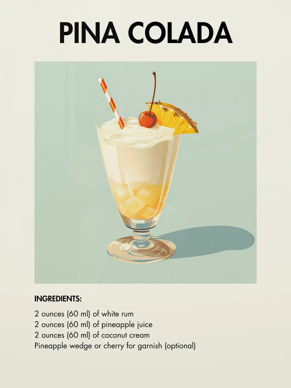 Classic Simple Bar Drinks Liquor Cocktail Bartending Recipe Poster Canvas Art Painting Prints Home Room Bar Wall Decoration
