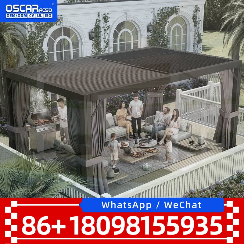 Customized Aluminum Louver Roof for Outdoor Terrace Garden and Pavilion pergola