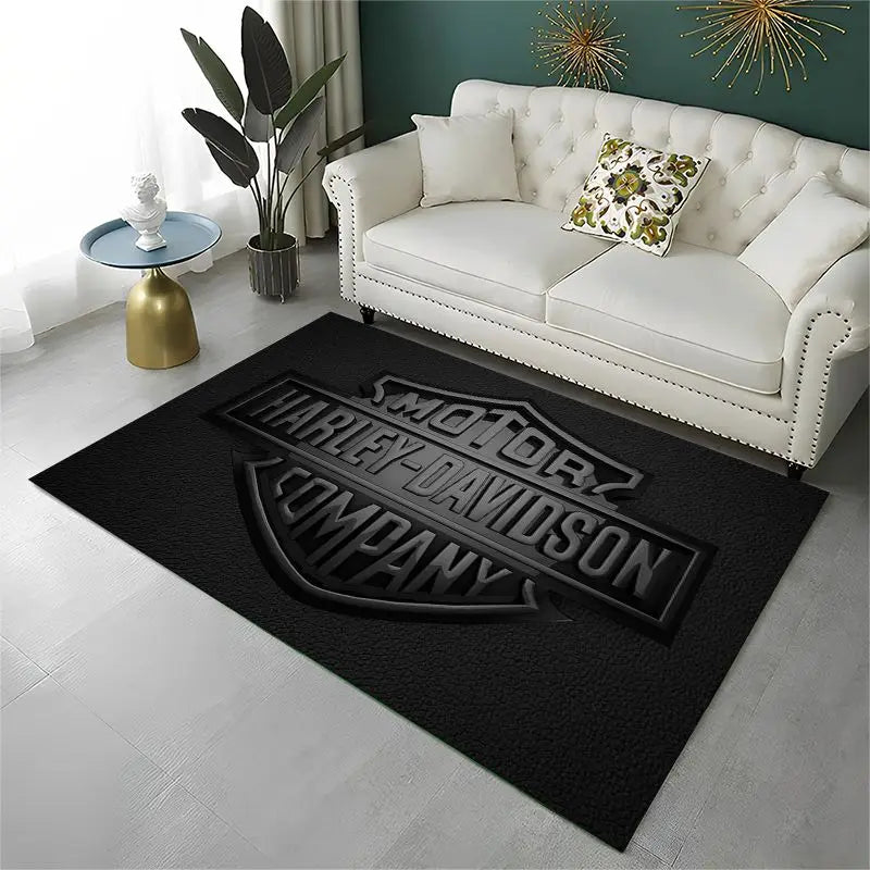 Retro H-Harleys Racing Moto Non-Slip Area Rug for Living Room,Bedroom,Playroom,Soft Carpet Floor Mat Home Decor Rug Kids Room