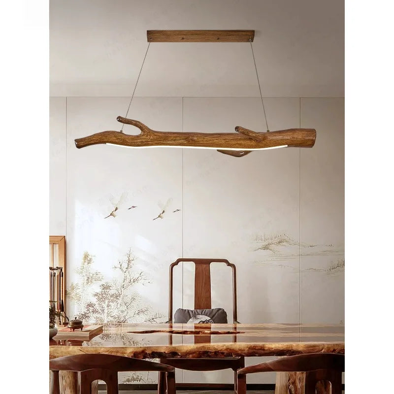 Japanese Wabi-Sabi Style Tea Room Pendant Lamp Chinese Restaurant Long Table Tree Branches Wood Homestay Unique Lighting Fixture