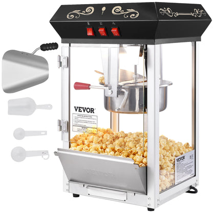 SucceBuy Popcorn Popper Maker Machine 8 Oz Kettle Makes 48 Cups per Batch Countertop Includes 4 Scoops Movie Theater Style