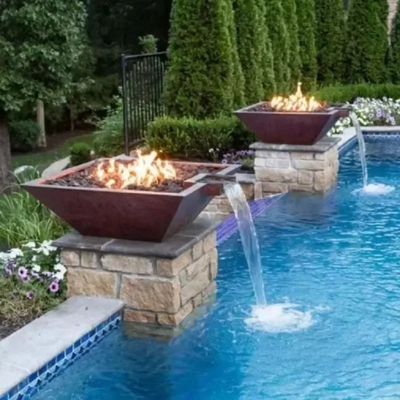 Fire and Water Pool Bowls Swimming Pool Fire Pit Waterfall Pool Fire Bowl