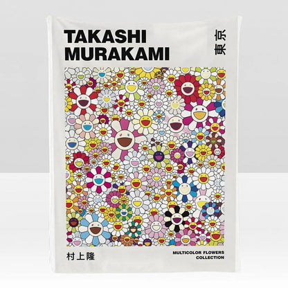 Artist T-Takashi M-Murakami Throw Soft Flannel Blanket for Bed Bedroom Sofa Picnic Throw Skin-friendly Breathable Gift Cover