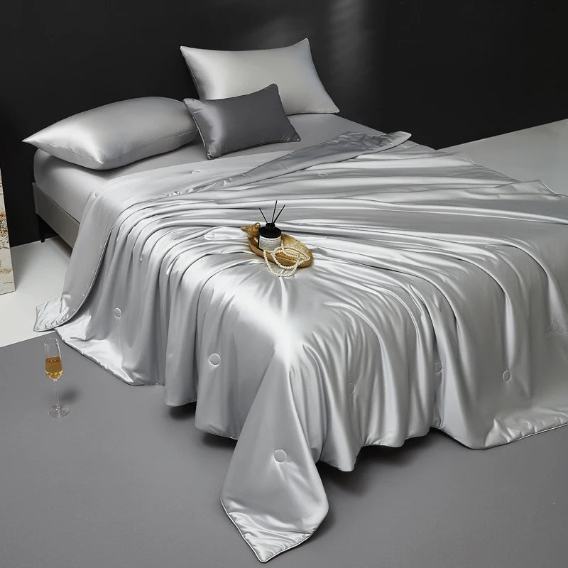 Silk Blanket with 100% Mulberry Silk Filled Summer Air Condition Throw Blanket Lightweight and Ultra Soft Thin Summer Comforter