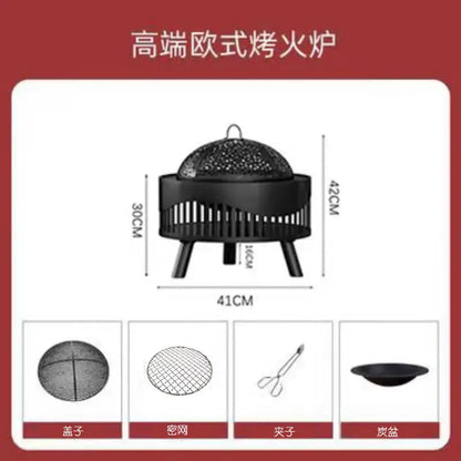 Charcoal Fire Pit Stove Patio Indoor Heating Brazier Household Carbon Furnace Outdoor Barbecue Grill Smokeless Coal Burner Tea