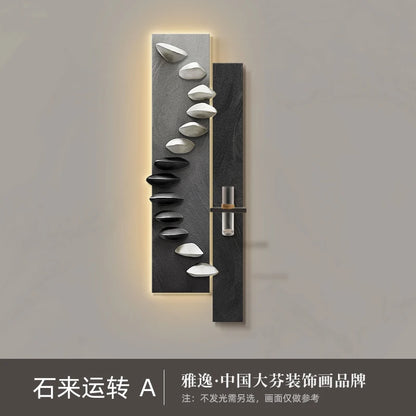 Living room decoration painting, light luxury, high-end feeling, background wall hanging painting, hanging painting wall lamp