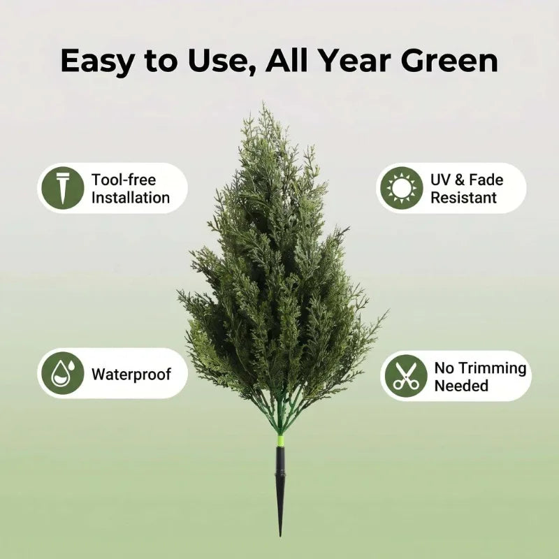 1-4PC 50cm Artificial Mini Pine Cypress Trees with Ground Stake Fake Evergreen Plants for Garden Patio Yard Indoor/Outdoor Decor