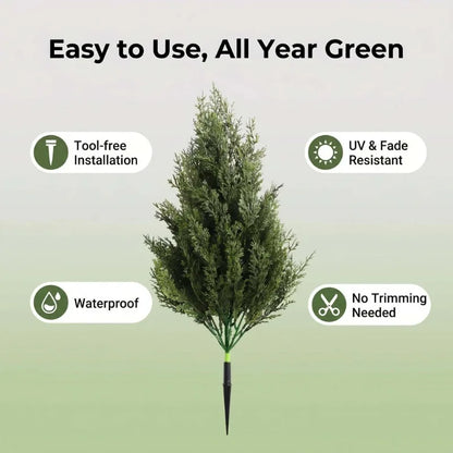 1-4PC 50cm Artificial Mini Pine Cypress Trees with Ground Stake Fake Evergreen Plants for Garden Patio Yard Indoor/Outdoor Decor