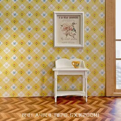 1:12 DIY Dollhouse (20x28cm)Adhesive Wallpaper on The Back for Kitchen(viscous) Living Room Bedroom Floor Decoration Accessories